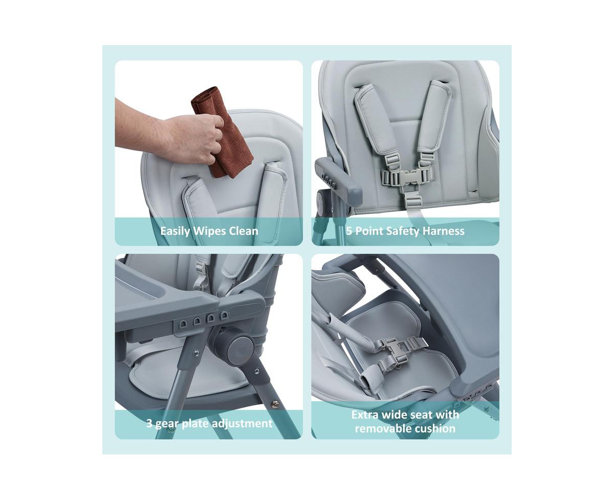 gaomon 2 In 1 High Chair, Baby Highchairs with Foldable and Convertible, Toddler Feeding Chair with Removable Tray and Detachable Cushion, Toddlers Hi