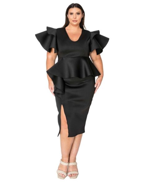 Женское платье L I V D Plus Size Kira Neoprene Peplum, цвет: Чёрный