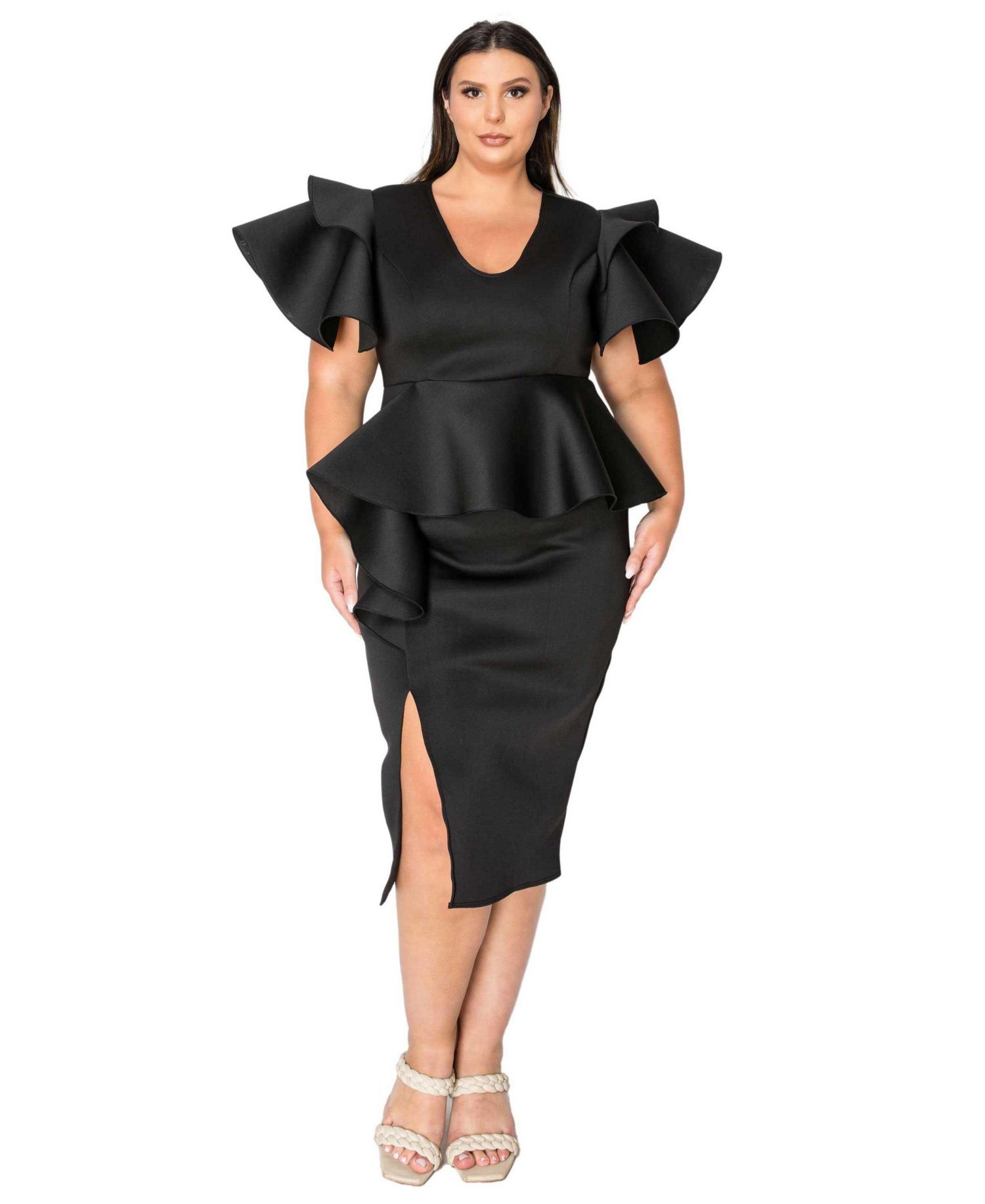 Women's Plus Size Kira Neoprene Peplum Dress
