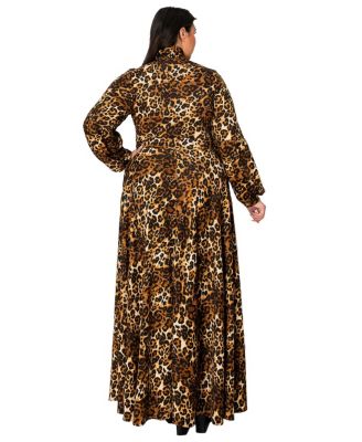 Plus Size Luciana Leopard Print Pocket Maxi Dress