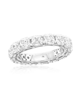 Suzy Levian Sterling Silver Cubic Zirconia Cushion Cut Eternity Band