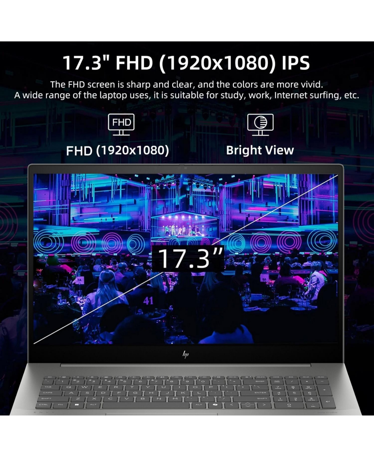 Hp Envy 17.3" Daily Traditional Laptop Intel Core Ultra 7 155H 16GB Ram Intel Arc Graphics 512GB Ssd Storage Windows 11 Home Fhd 60Hz