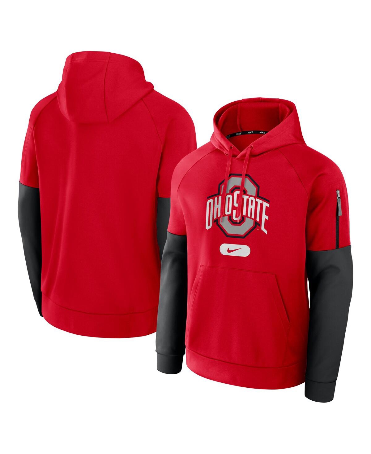 Nike Men's Scarlet Ohio State Buckeyes Fitness Performance Pullover Hoodie - Scarlet, Black