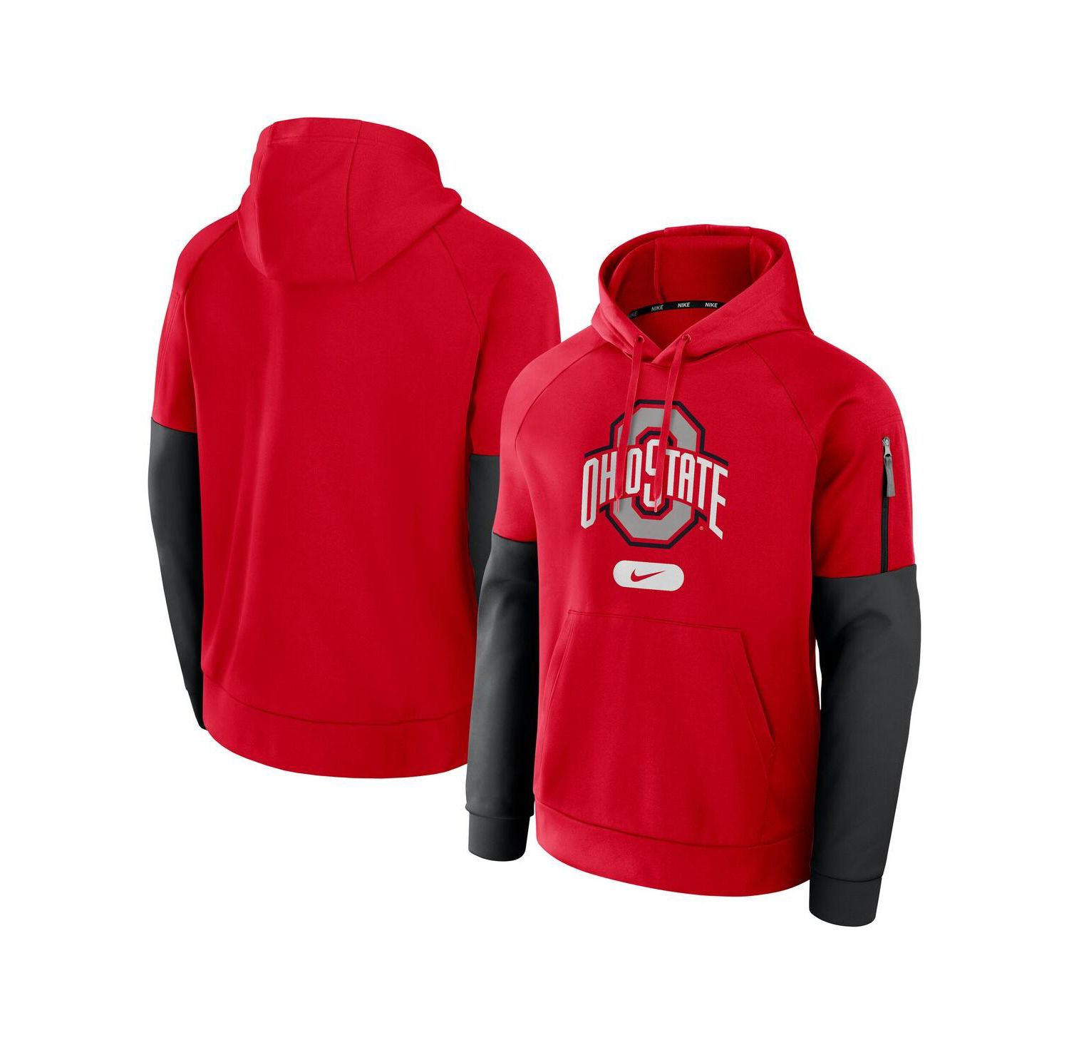Men's Scarlet Ohio State Buckeyes Fitness Performance Pullover Hoodie