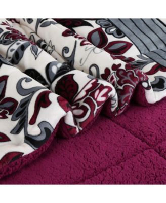 3 Piece Soft Micromink Fluffy Ultra Cozy Sherpa Comforter Set Queen