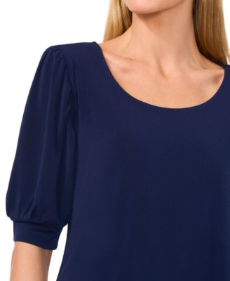 Women's Shirred Scoop-Neck 3/4-Sleeve Knit Top