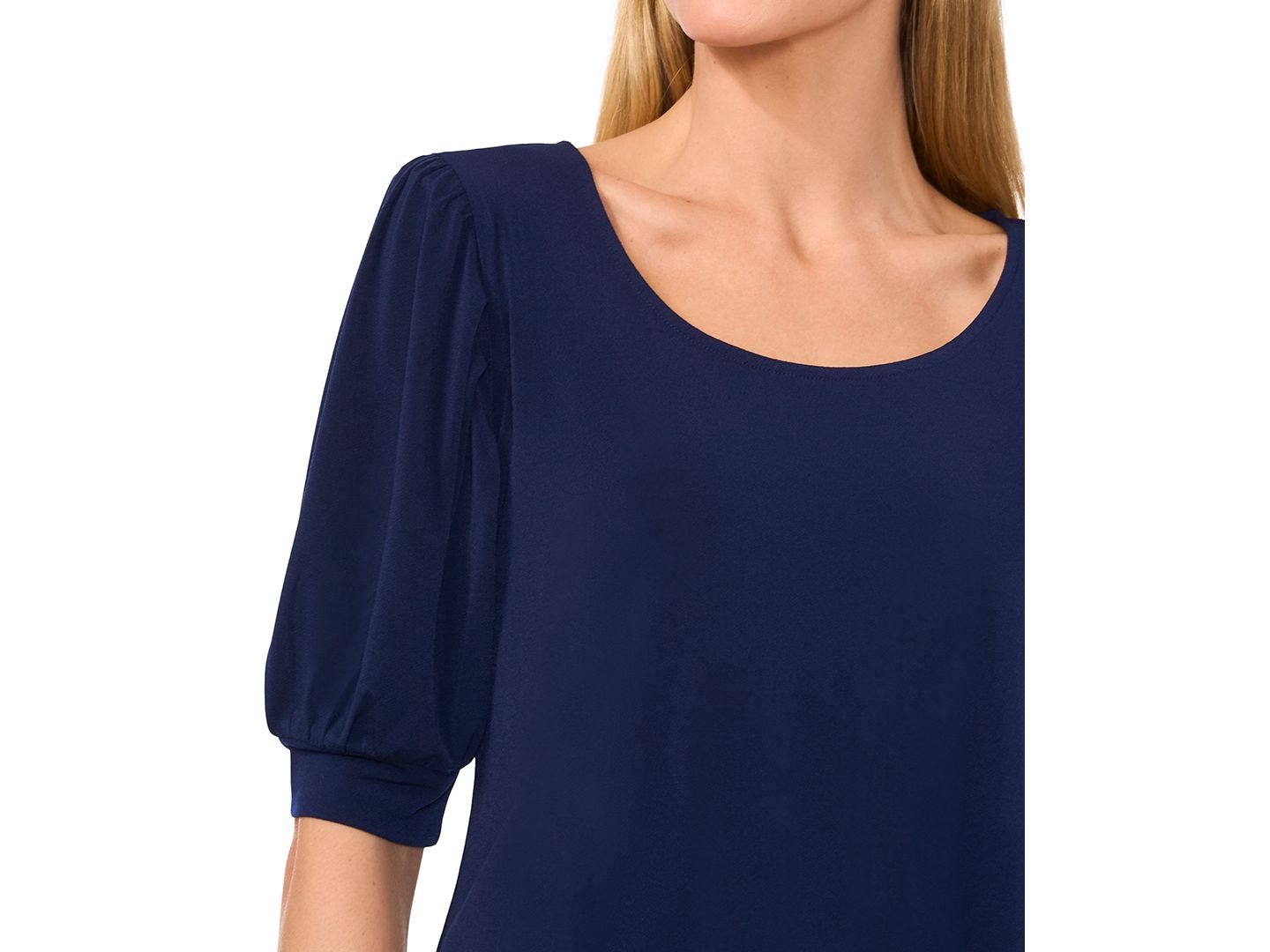 Женский топ CeCe Crewneck 3/4-Sleeve Shirred Top, цвет: Тёмно-синий — фото 2