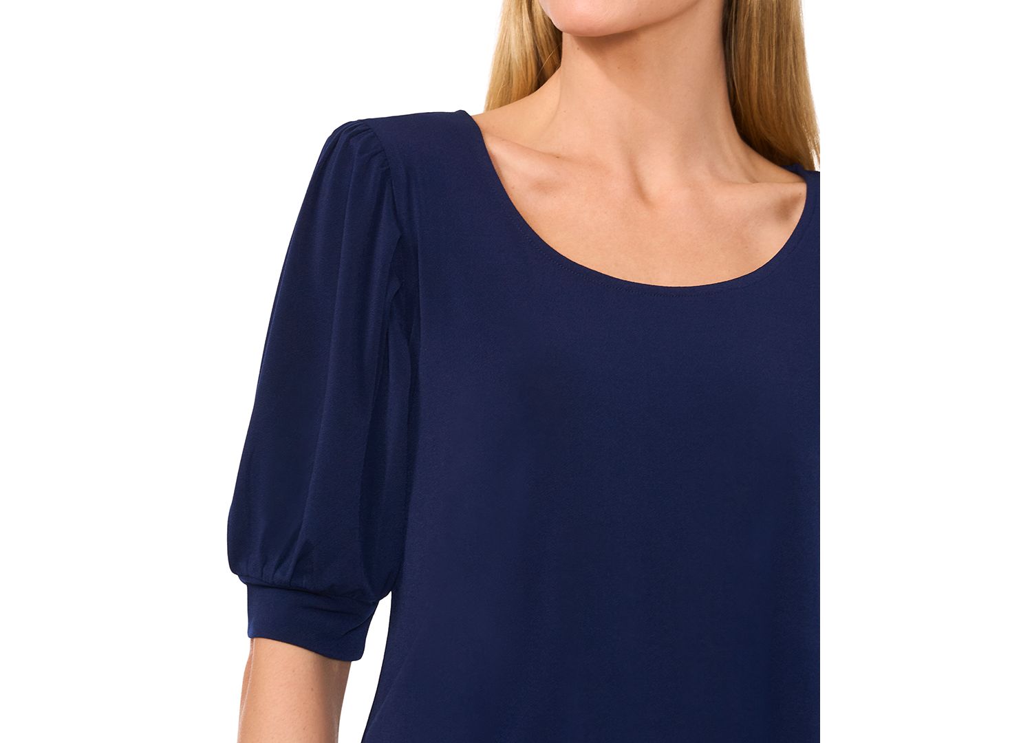 Women's Crewneck 3/4-Sleeve Shirred Top
