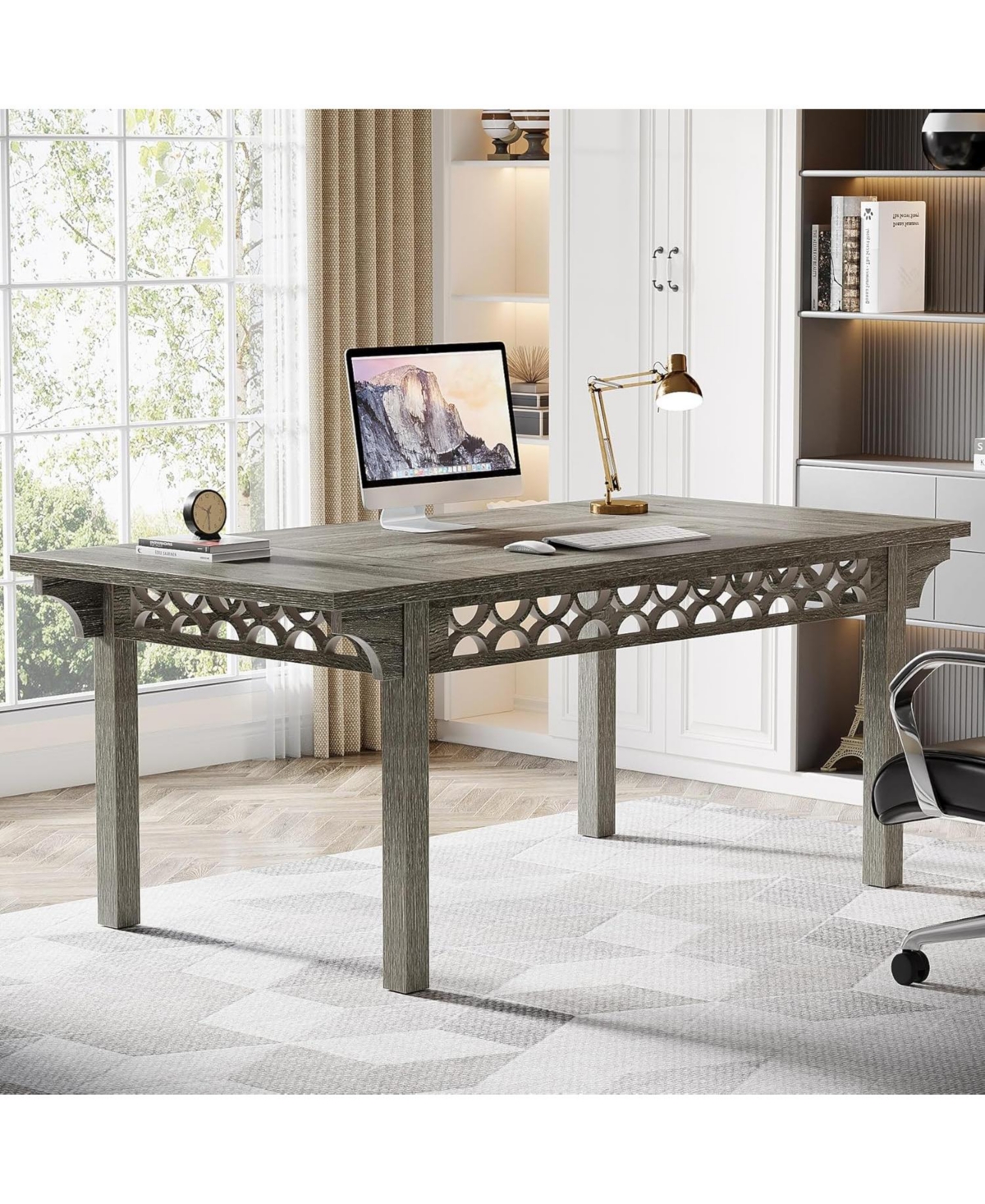 Tribesigns 71-Inch Executive Desk, Computer Desk with Sturdy Legs, Farmhouse Office Desk Conference Table, Wood Studying Writing Table Business