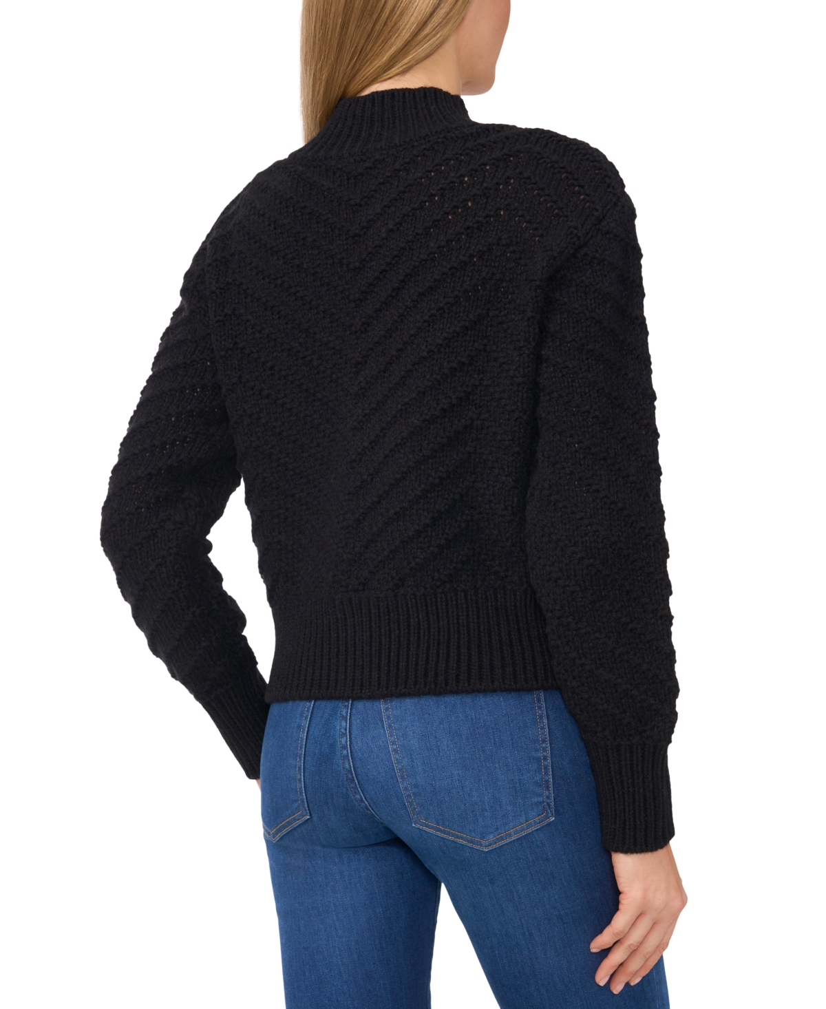 CeCe Women's Textured Zip-Up Cardigan