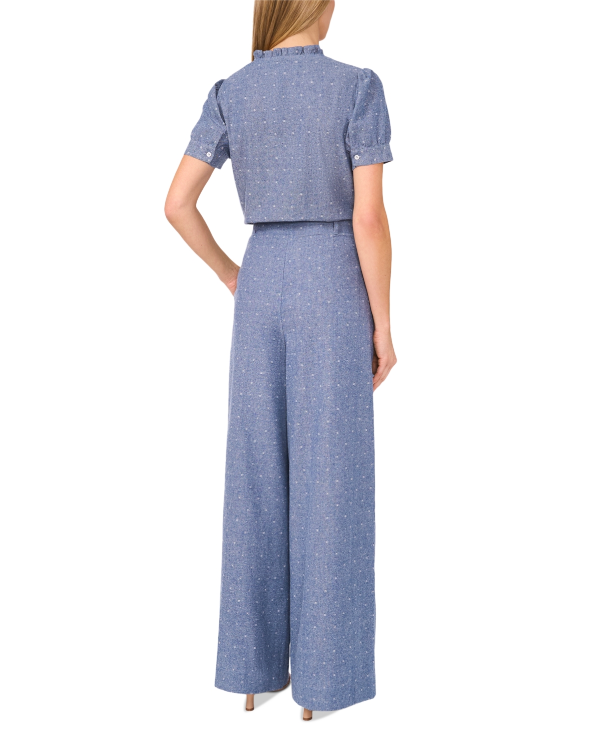Cece Pleated Wide Leg Pants In Niagara Blue