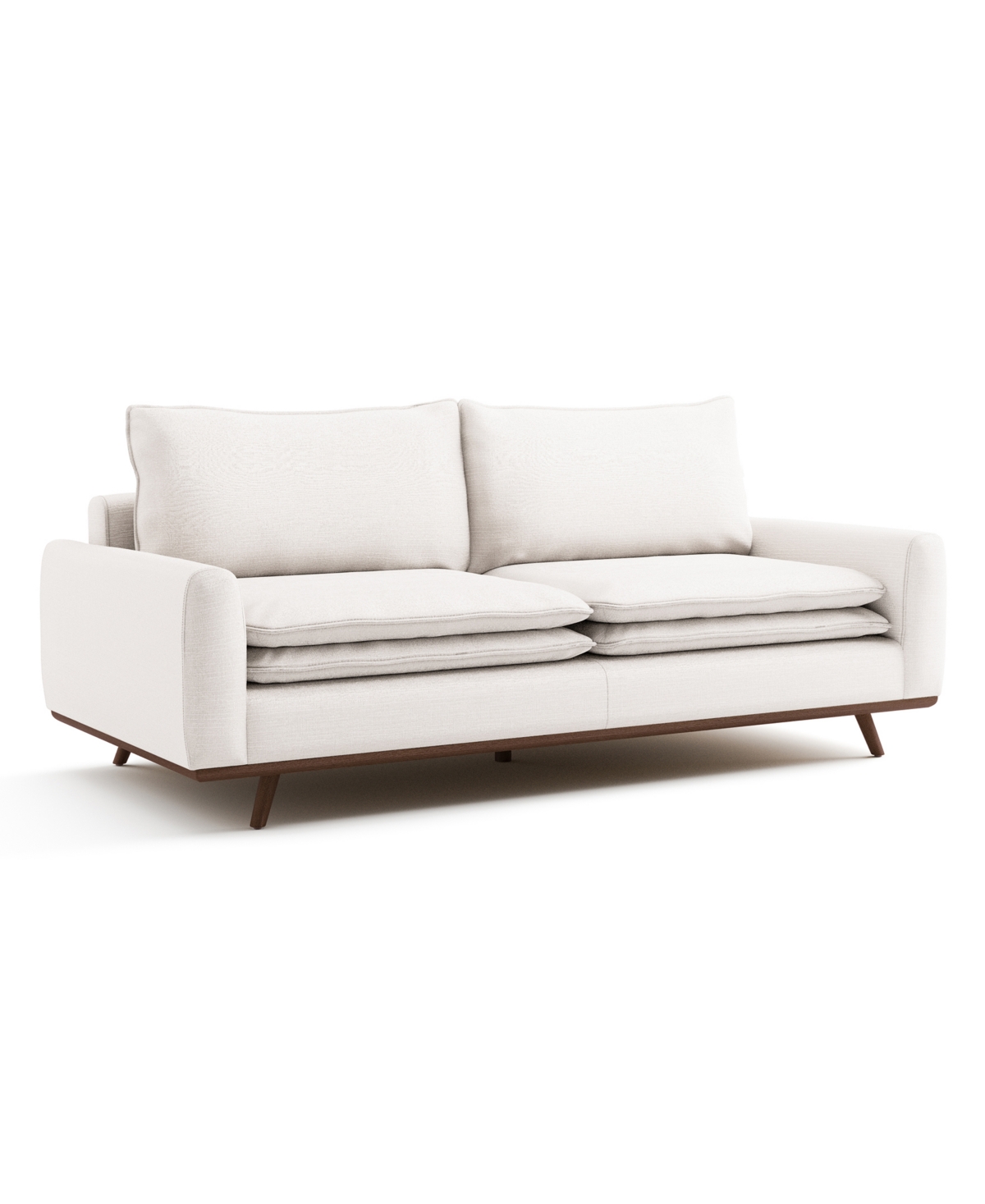 Furniture Of America 83" Kasi Cotton Round Arm Sofa In Dark Brown Linen White