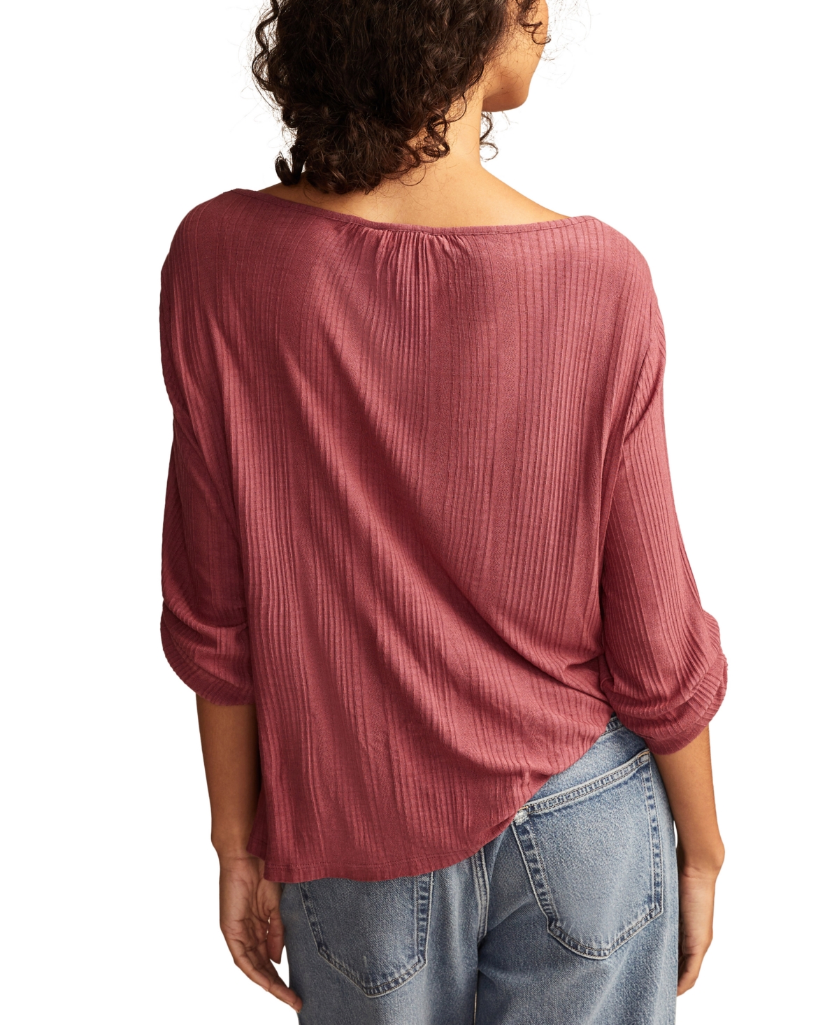 Lucky Brand Women's Smocked Lace-Yoke Top