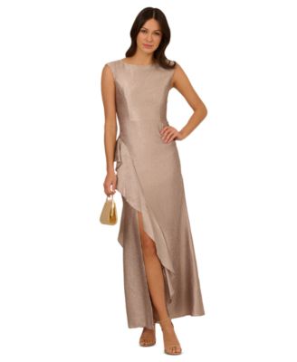 Adrianna Papell Floral One-Shoulder Jacquard Mermaid Gown
