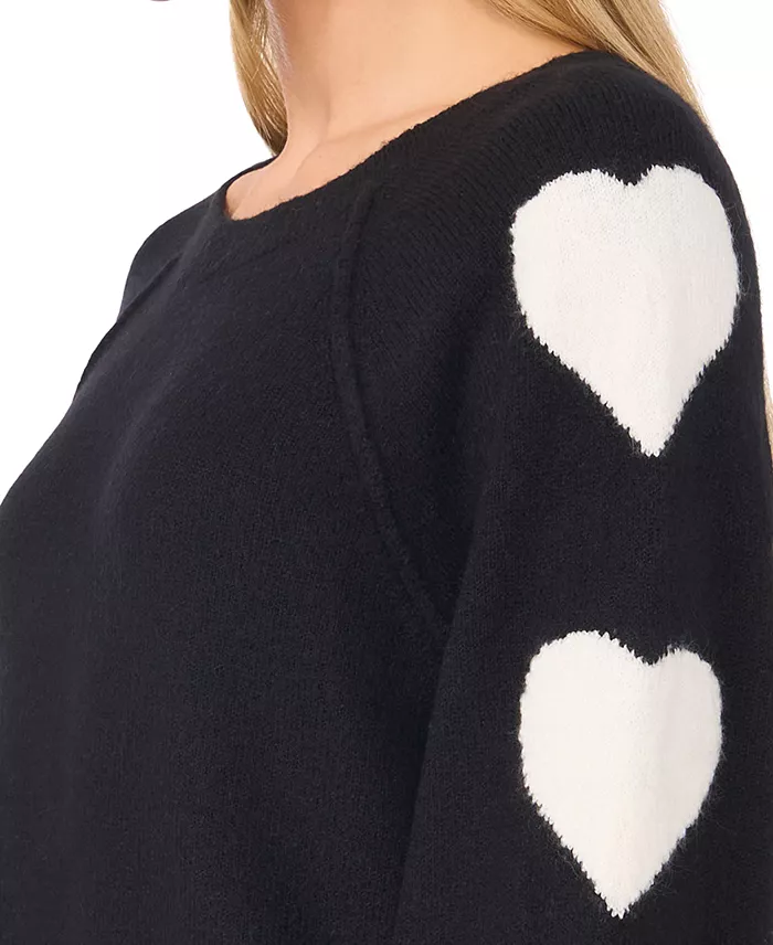 Women’s Valentine's Crewneck Heart-Print Raglan Long-Sleeve Sweater - thumbnail 6