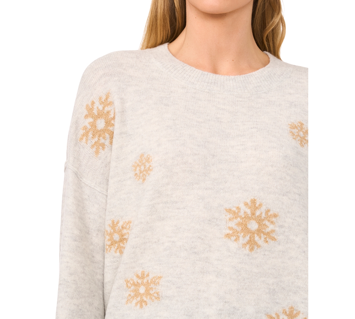 CeCe Women's Snowflake Intarsia Long-Sleeve Sweater