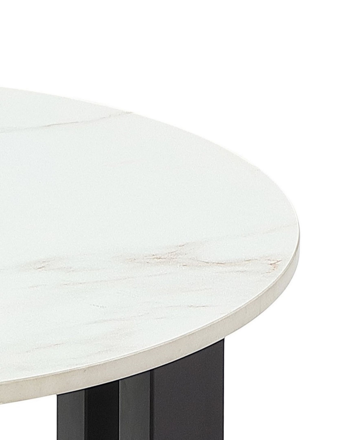 Macy's Emila 24" Round Sintered Stone Mix And Match End Table In Stone White,gunmetal