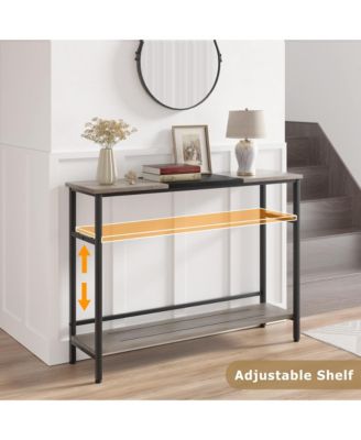 Console Table, Color Block Entryway Table with Storage, 39.3”Narrow Sofa Table with Adjustable Shelf
