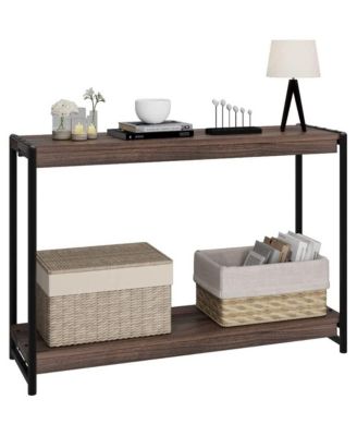 Console Table, 39.5 Inch Narrow Entryway Table with 2- Tiers Storage Shelves, Entrance Table