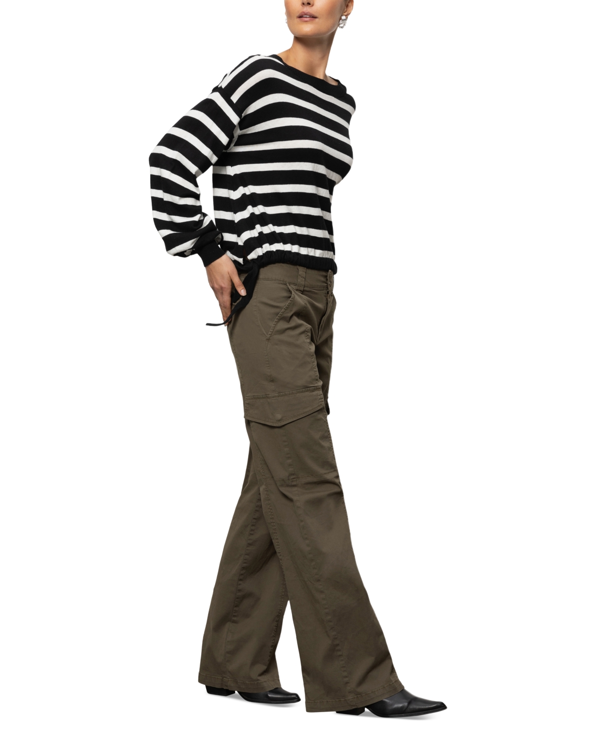 Sanctuary Women's Striped Side-tie Sweater In Black,chalk Stripe