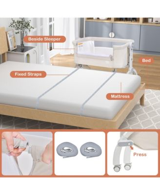 3-in-1 Portable Baby Bassinet Bedside Sleeper Cradle with Mattress& Storage Basket