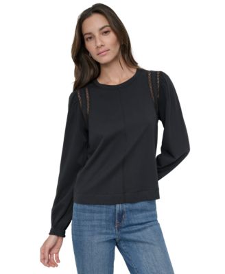 DKNY Jeans - Women's Eyelet-Armhole Puff-Bracelet-Sleeve Top