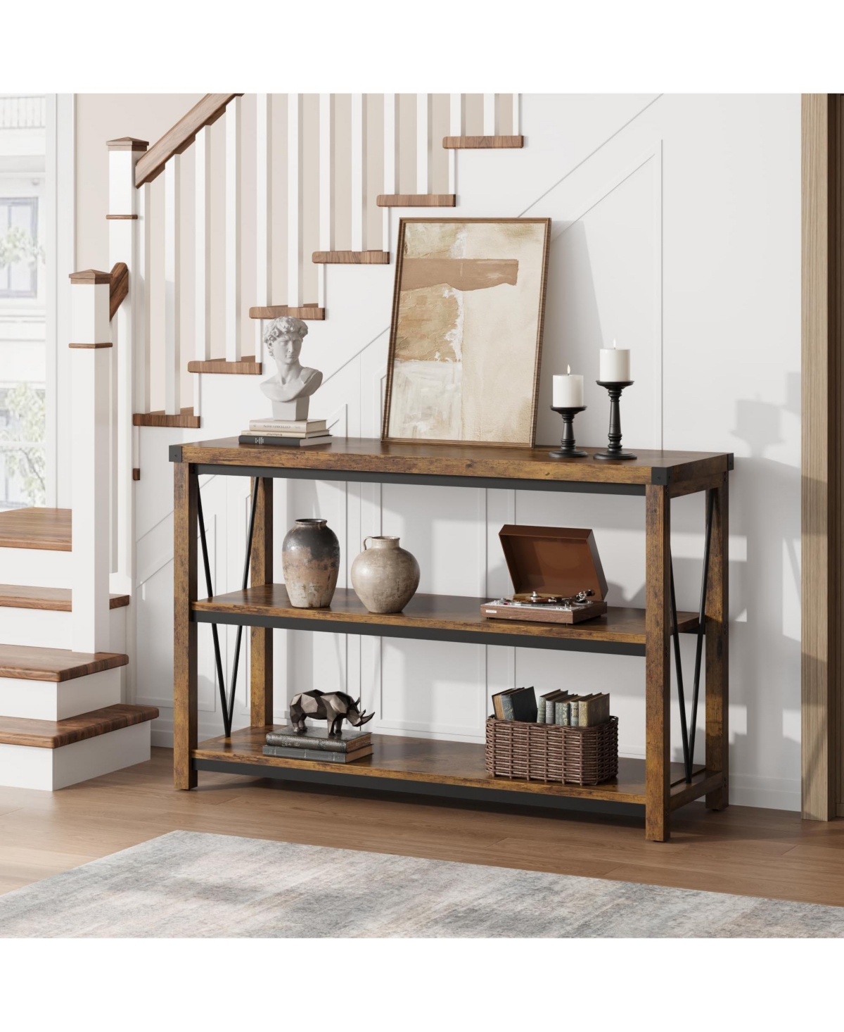gaomon Farmhouse Entryway Table,47 Inch Narrow Long Console Table with Storage