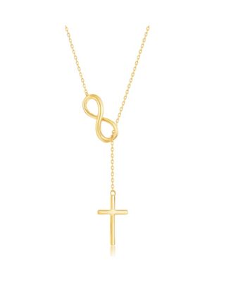Sterling Silver Infinity & Cross Lariat Necklace