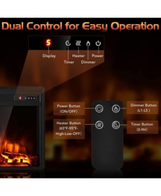 18 Inch 1500W Electric Fireplace Freestanding and Recessed Heater