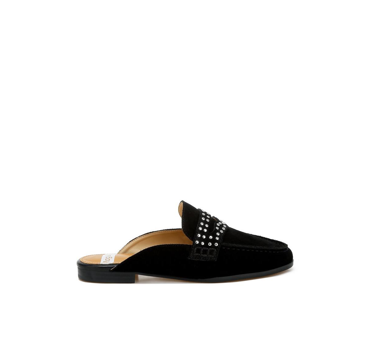 Eve Park Stud Embellished Penny Strap Mules - Beige
