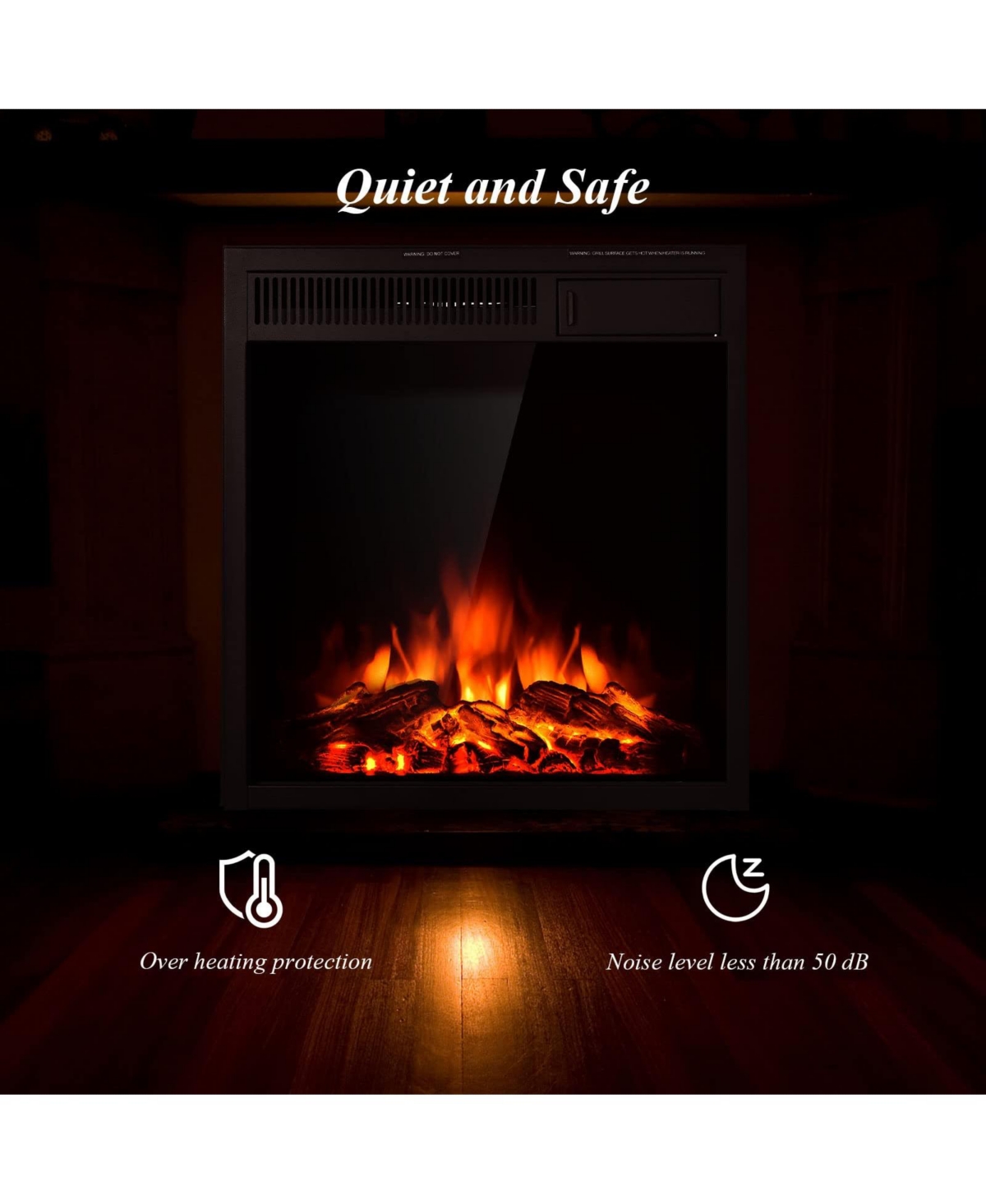 Sugift 18/22.5 Inch Electric Fireplace Insert with 7-Level Adjustable Flame Brightness-22.5 inches
