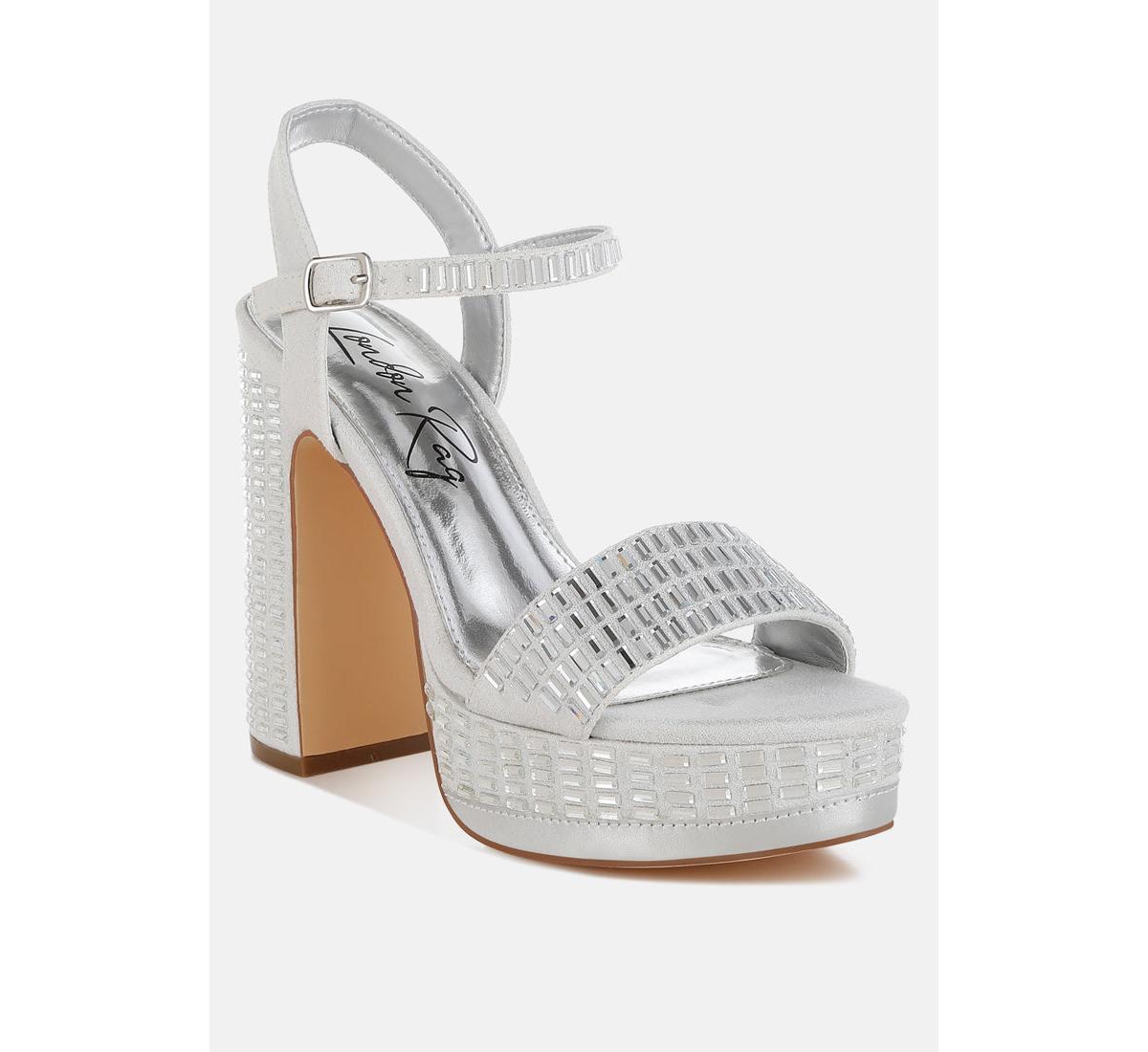 London Rag Ortage Rhinestones Embellished High Block Heels
