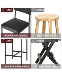 Bar Stools Set of 4, Kitchen Bar Stools with Footrest, 25.5 Inches Upholstered Bar Chairs with Back, 4 Counter Height Barstools for Counter Bar