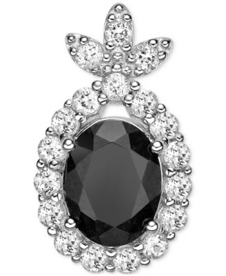 Macy's - Truffle Sapphire (2-1/4 ct. t.w.) & White Sapphire (1/2 ct. t.w.) Pendant Necklace in Sterling Silver, 18"