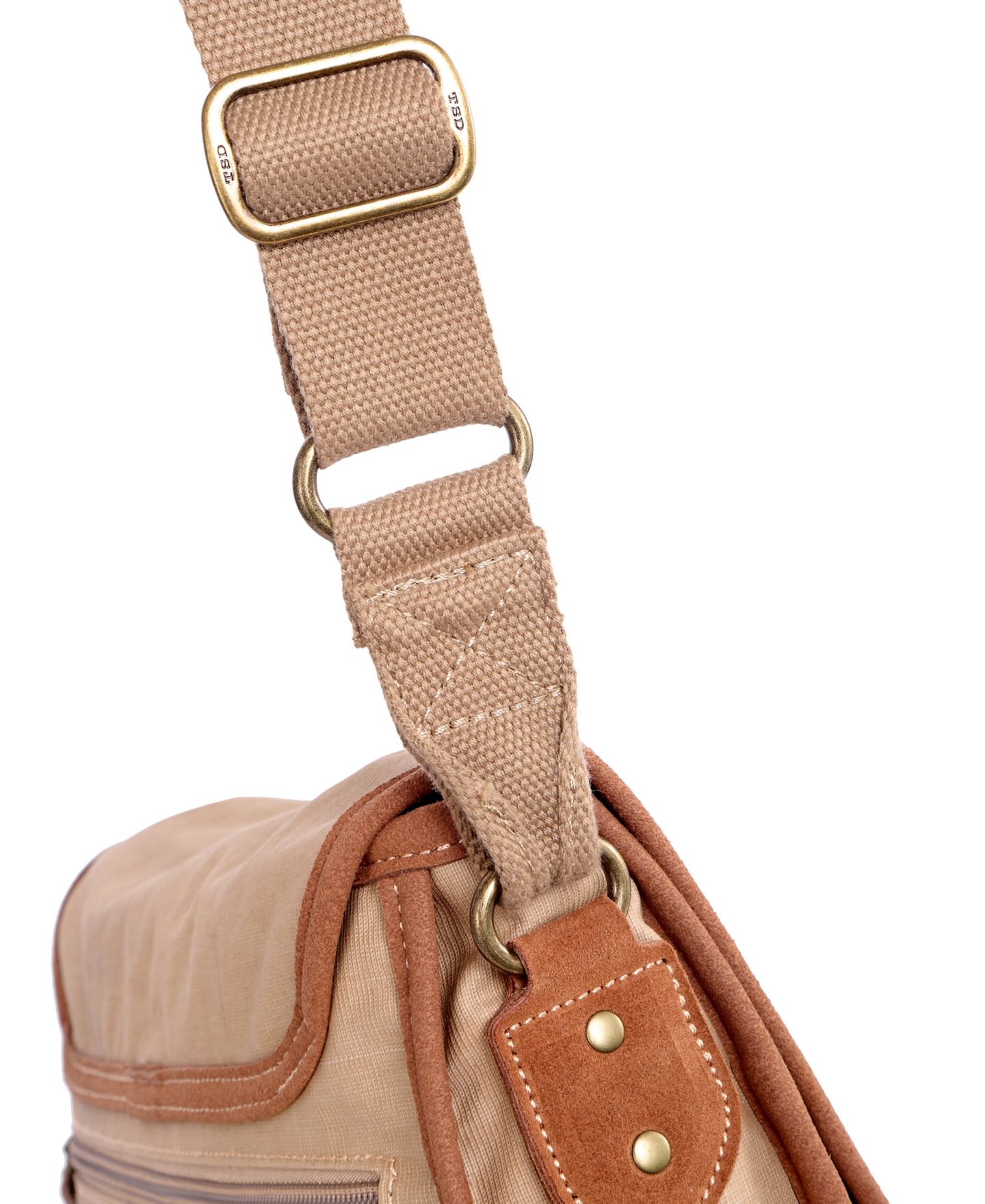 Женская сумка TSD BRAND Dolphin Canvas Messenger, цвет: Бежевый — фото 10