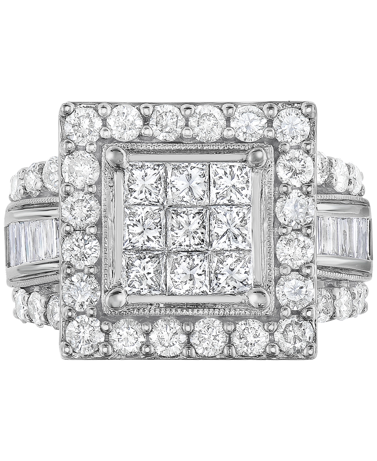 Macy's Diamond Cluster Square Halo Ring (2-1/2 Ct. T.w.) In 14k White Gold In White Gold