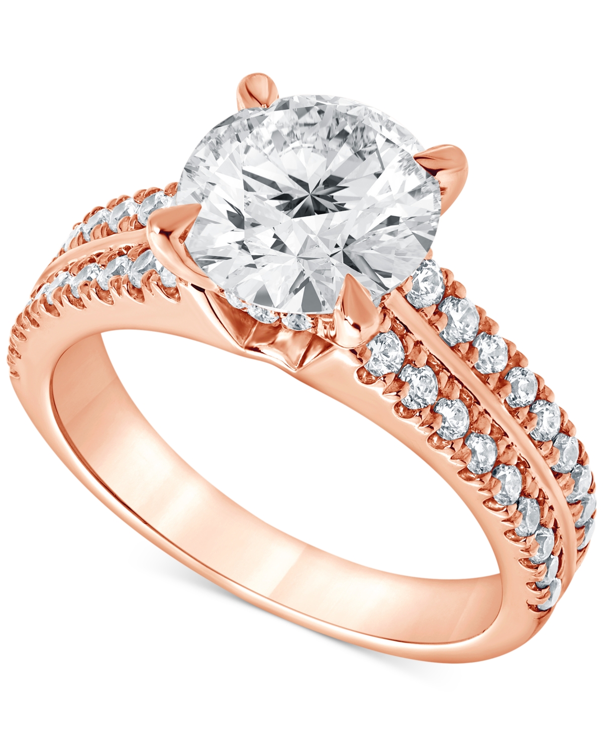 Badgley Mischka Igi Certified Lab Grown Two-row Diamond Engagement Ring (3 Ct. T.w.) In 14k Yellow, White Or Rose Go In Rose Gold