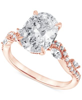 Badgley Mischka Igi Certified Lab Grown Diamond Oval Engagement Ring 3-15 ct tw in 14k Yellow White or Rose Gold - Rose Gold 4270$
