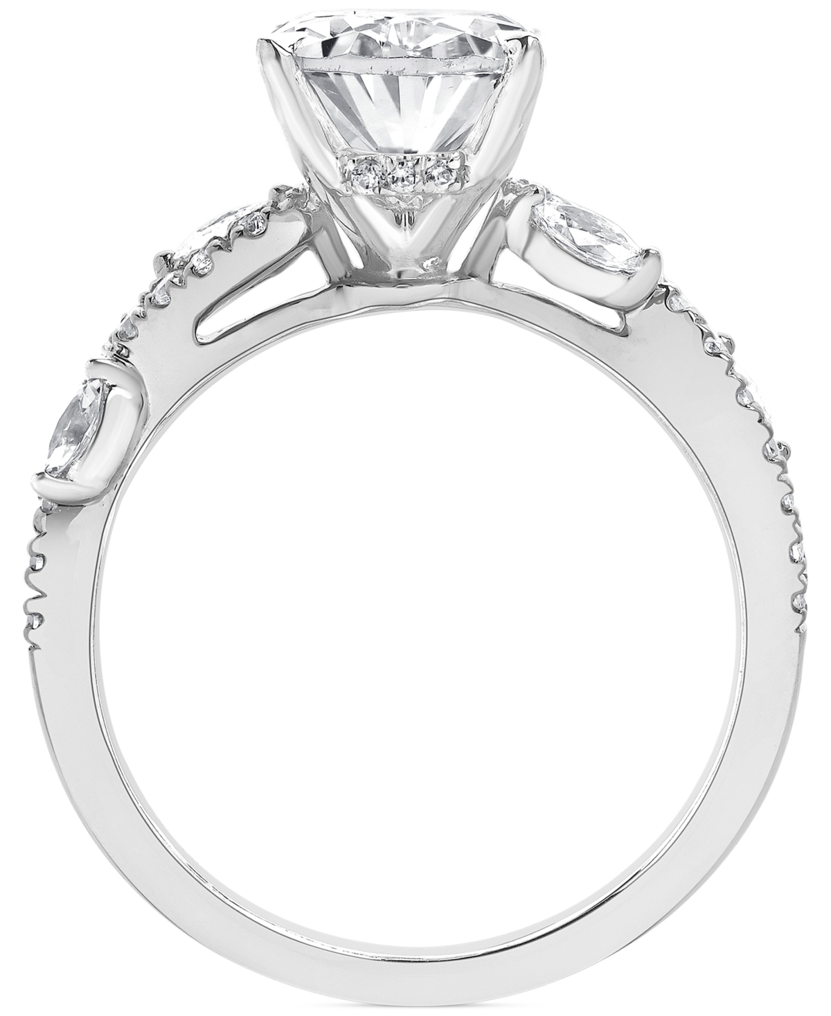 Badgley Mischka Igi Certified Lab Grown Diamond Oval Engagement Ring (3-1/5 Ct. T.w.) In 14k Yellow, White Or Rose G In White Gold
