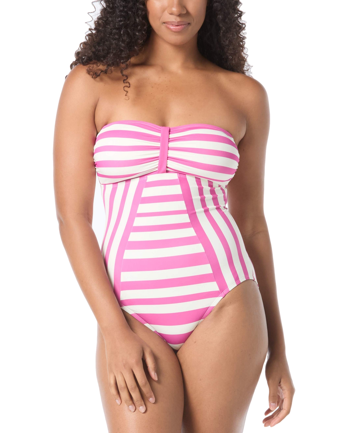 Women's Posh Striped One Piece Swimsuit - Pink Sorbet