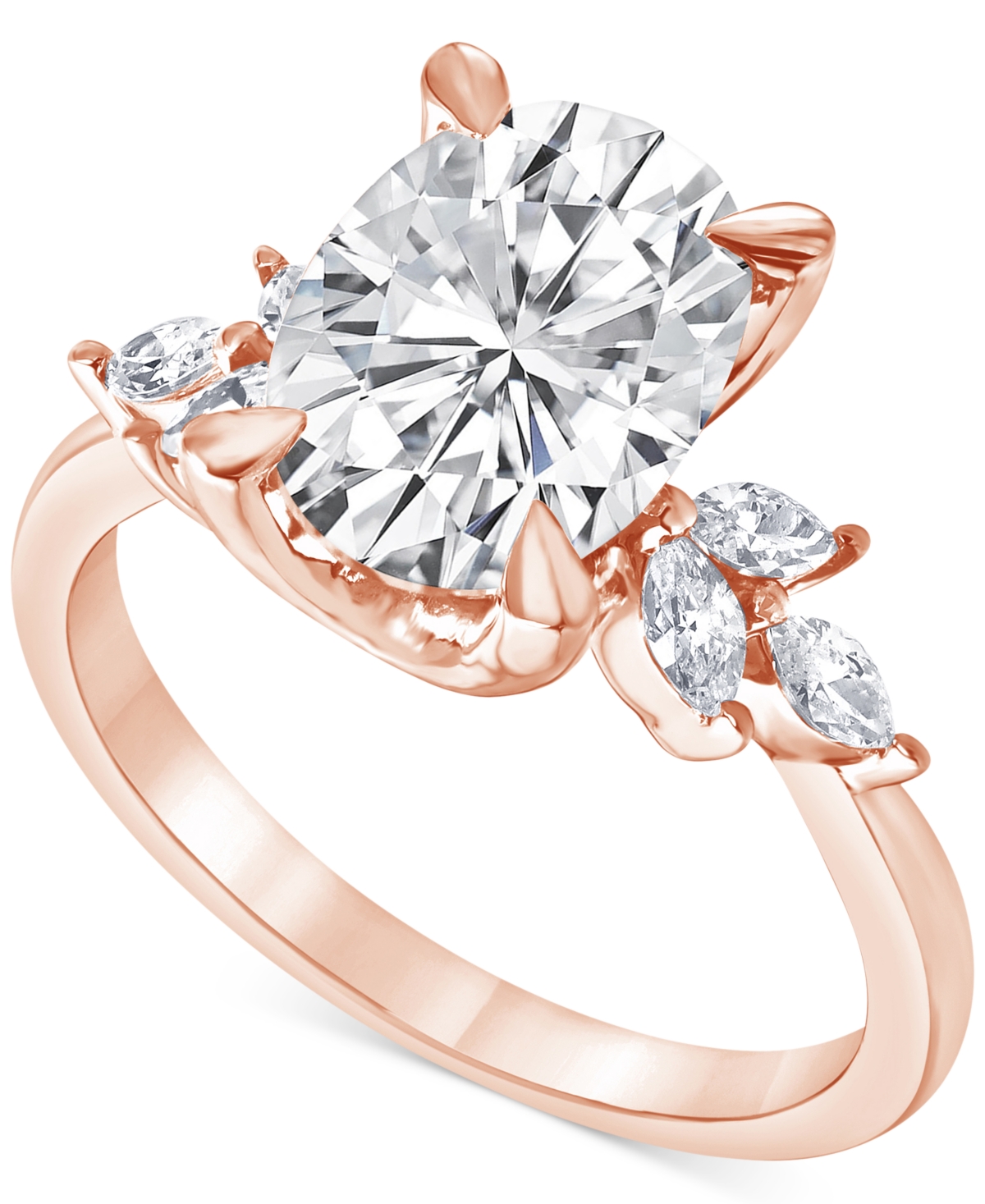 Badgley Mischka Igi Certified Lab Grown Diamond Oval Engagement Ring (3-1/3 Ct. T.w.) In 14k White, Yellow Or Rose G In Rose Gold