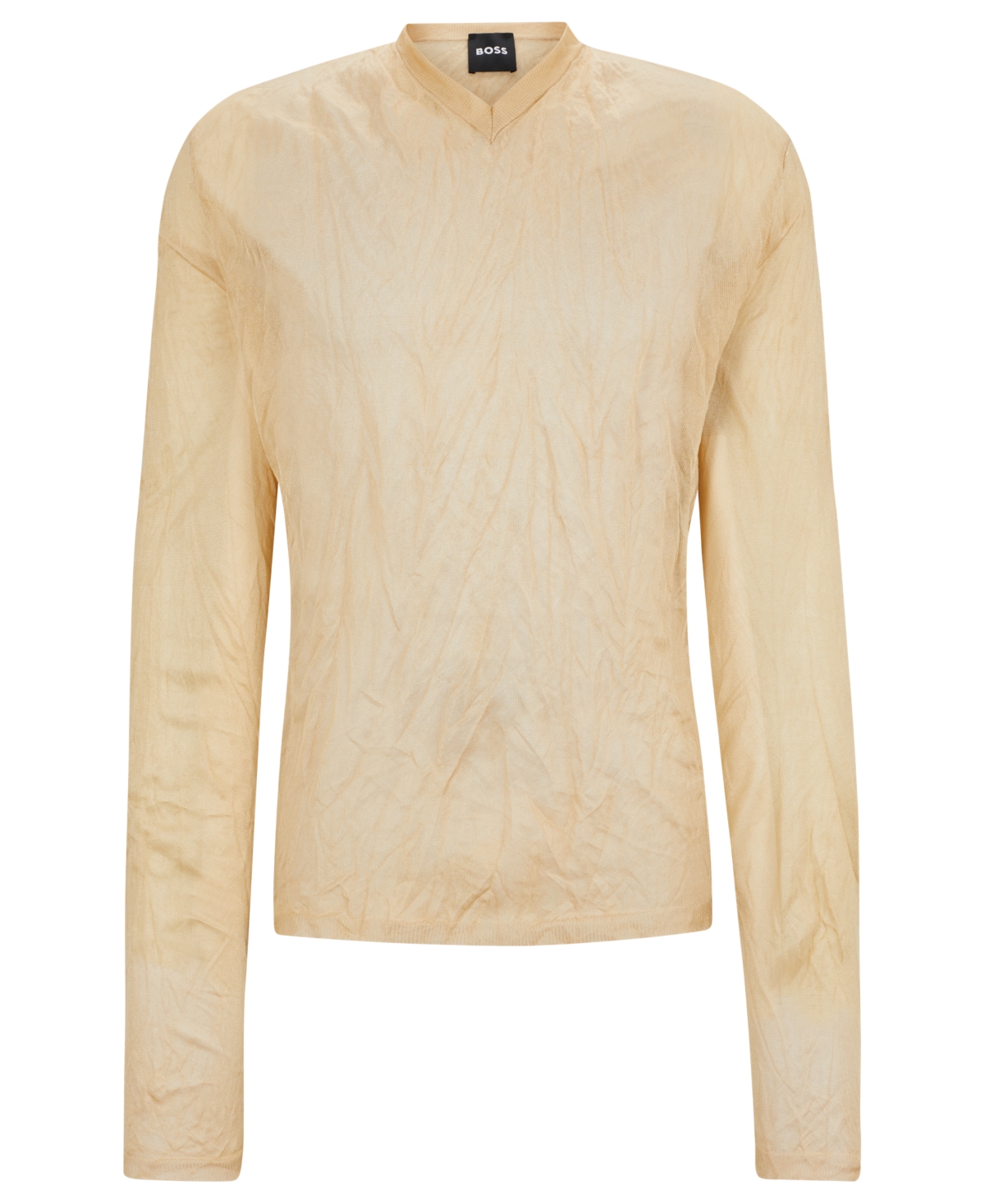 Shop Hugo Boss Boss By  Men's Crinkled Knit V-neck Sweater In Open Beige