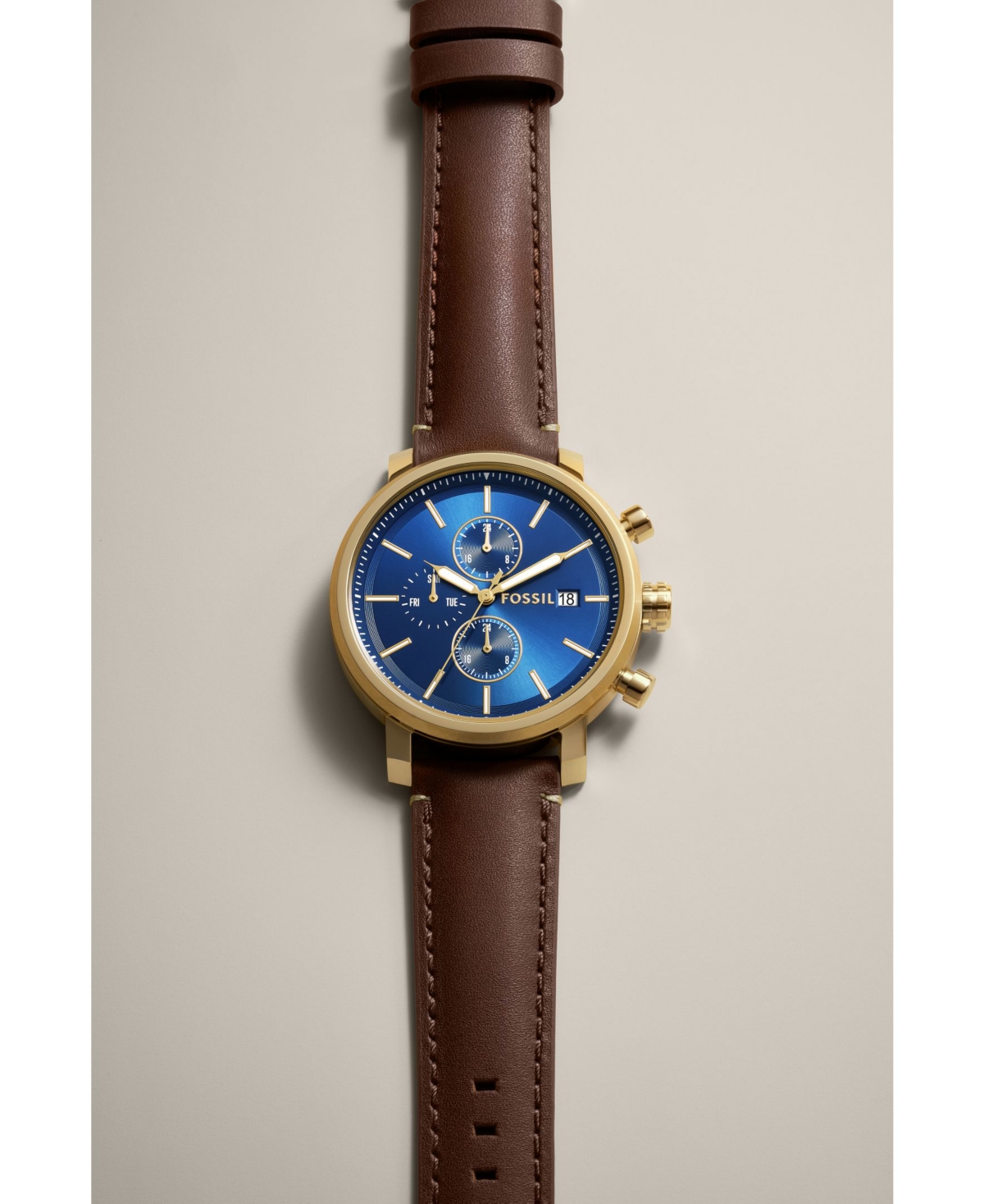 Fossil Men's Rhett Multifunction Gold-tone Stainless Steel Watch, 42mm In Brown