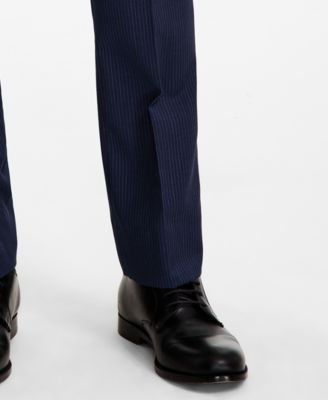 Men's Pinstriped Wool-Blend Stretch Classic-Fit Suit Separates Pant