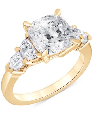 Badgley Mischka Igi Certified Lab Grown Diamond Cushion-Cut Five Stone Engagement Ring (3-3/4 ct. t.w.) in 14k White, Yellow or Rose Gold - Yellow Gol