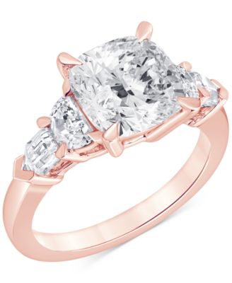 Badgley Mischka Igi Certified Lab Grown Diamond Cushion-Cut Five Stone Engagement Ring (3-3/4 ct. t.w.) in 14k White, Yellow or Rose Gold - Rose Gold