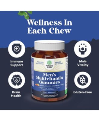 Men's Multivitamin Gummies with Orange, Cherry & Strawberry Flavors, Gummies with Zinc and Biotin for Immune Support and Energy, 90ct