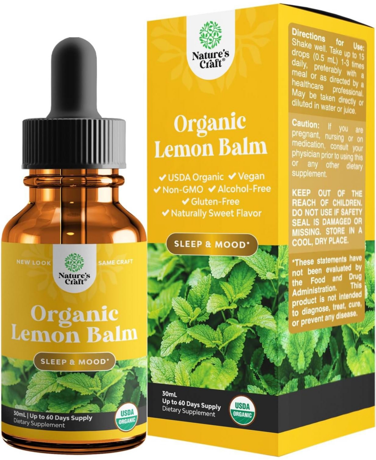 Organic Lemon Balm Liquid, Mood Support and Digestive Health, Nature's Craft, 30mL