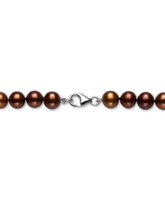 Dyed Chocolate Cultured Freshwater Baroque Pearl (7-8mm) 18" Strand Necklace