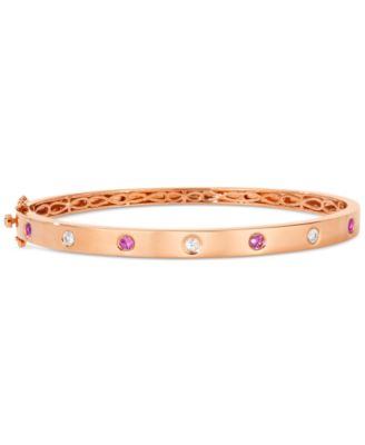 Anywear Everywear&reg; Blueberry Sapphire (1/4 ct. t.w.) & White Sapphire (1/4 ct. t.w.) or Pink Sapphire (1/4 ct. t.w.) & White Sapphire (1/4 ct. t.w.) Bangle Bracelet in 14k Yellow Gold (also in rose gold and white gold)
